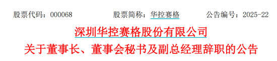 华控(🔠)赛格董事长、董秘、副总经理三高管(⚓)同日辞职